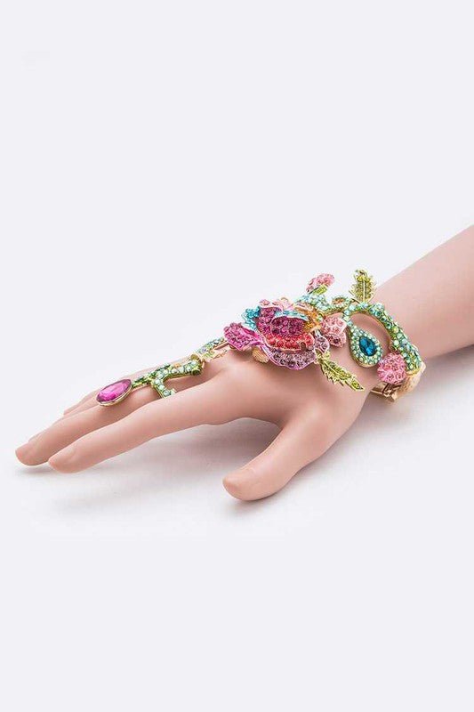 Crystal Rose Statement Palm Bracelet - Loving It Shop
