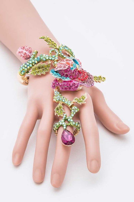 Crystal Rose Statement Palm Bracelet - Loving It Shop