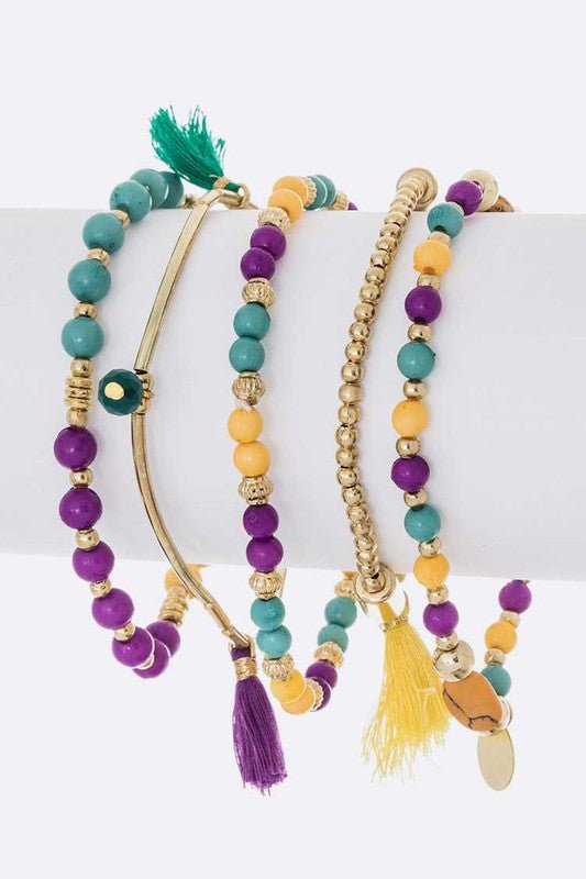 Mardi Gras Stretch Bracelet Set - Loving It Shop