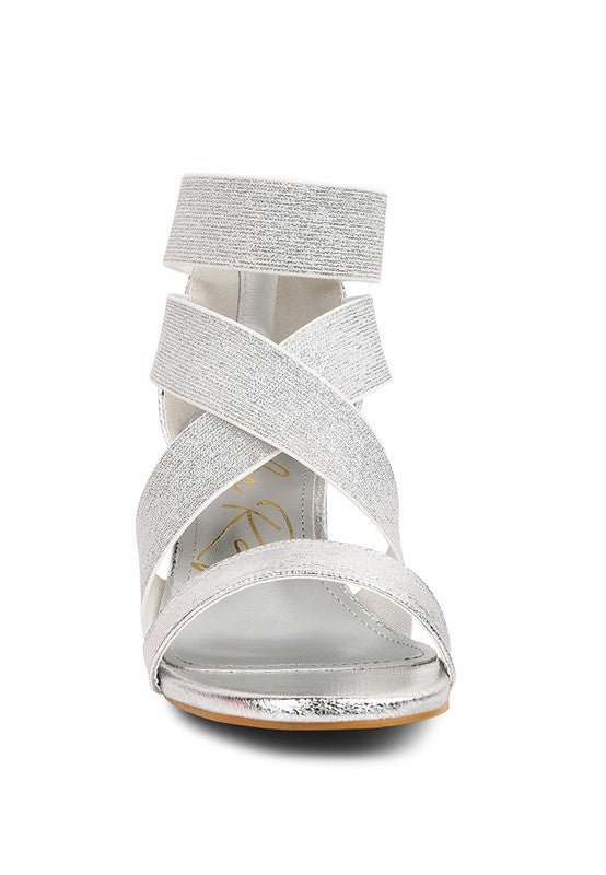 HUSKIES Metallic Faux Leather Block Heel Sandals - Loving It Shop