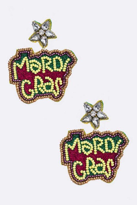 Mardi Gras Star Beaded Earrings - Loving It Shop
