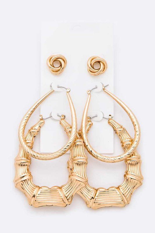 Mix Bamboo Hoop Earrings Set - Loving It Shop