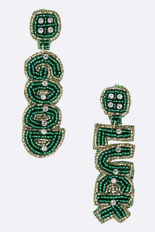 LUCKY Beaded Saint Patricks Day Earrings - Loving It Shop