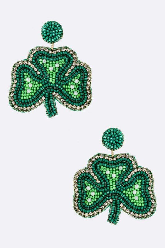 Clover Beaded Saint Patricks Day Earrings - Loving It Shop