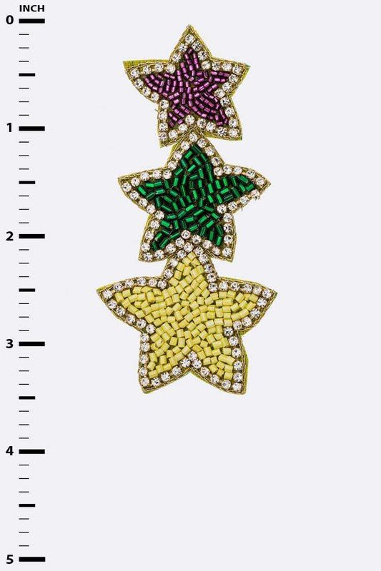 Mardi Gras Color Star Earrings - Loving It Shop