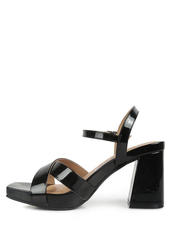 BAXTER Criss Cross Block Heels Sandals - Loving It Shop