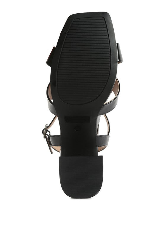 BAXTER Criss Cross Block Heels Sandals