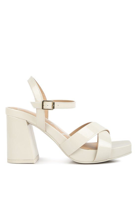 BAXTER Criss Cross Block Heels Sandals - Loving It Shop