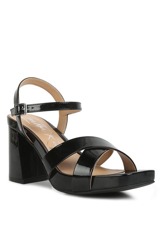BAXTER Criss Cross Block Heels Sandals - Loving It Shop
