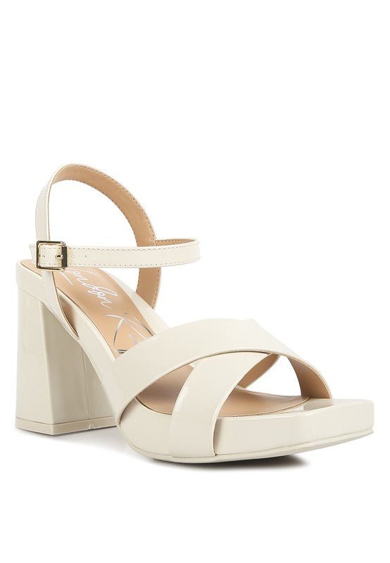 BAXTER Criss Cross Block Heels Sandals - Loving It Shop