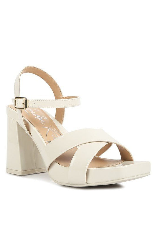 BAXTER Criss Cross Block Heels Sandals - Loving It Shop