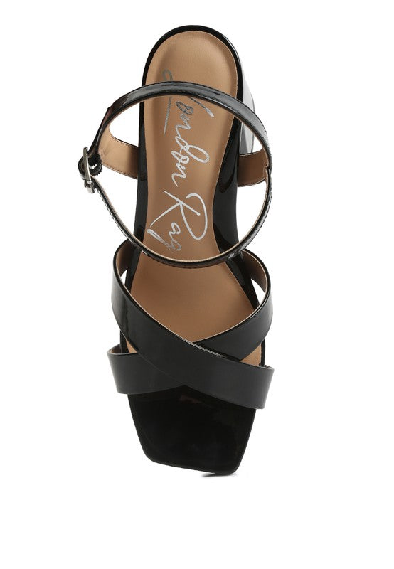 BAXTER Criss Cross Block Heels Sandals