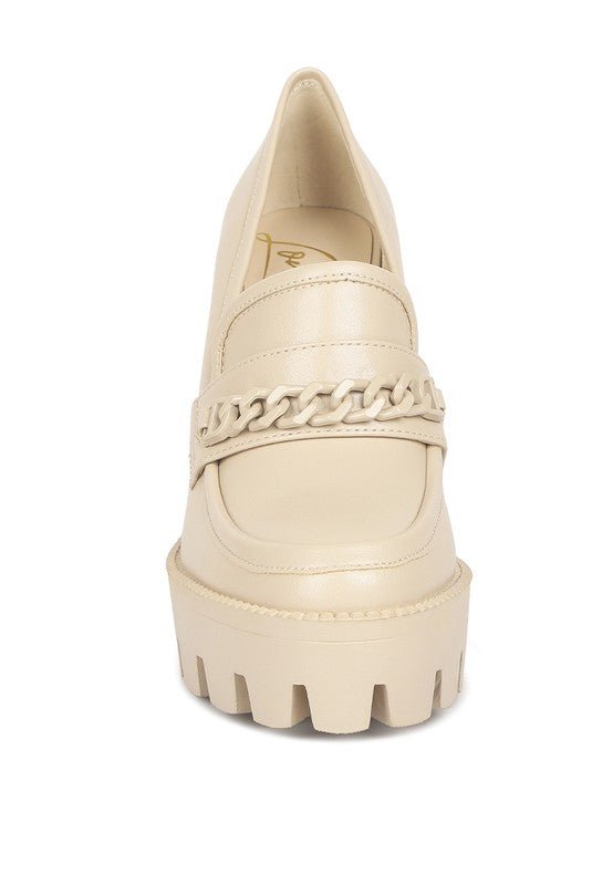 Corinne Chain Embellished Chunky Loafers - Loving It Shop