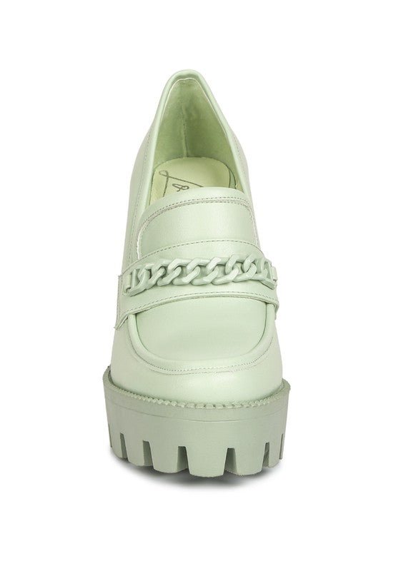 Corinne Chain Embellished Chunky Loafers - Loving It Shop