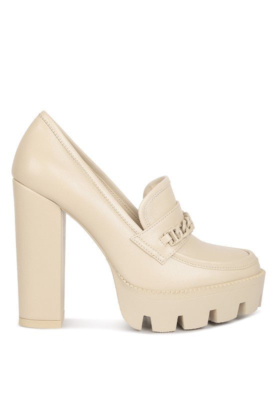 Corinne Chain Embellished Chunky Loafers - Loving It Shop