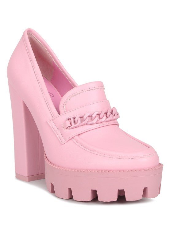 Corinne Chain Embellished Chunky Loafers - Loving It Shop