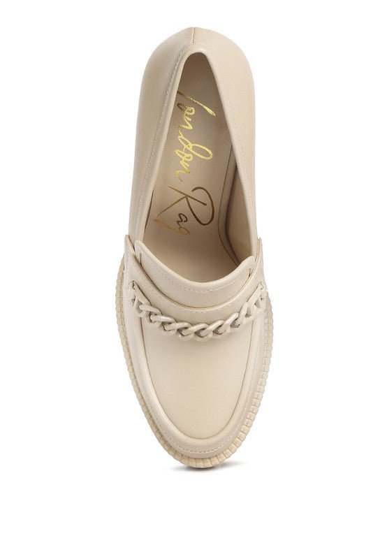 Corinne Chain Embellished Chunky Loafers - Loving It Shop