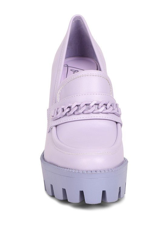 Corinne Chain Embellished Chunky Loafers - Loving It Shop