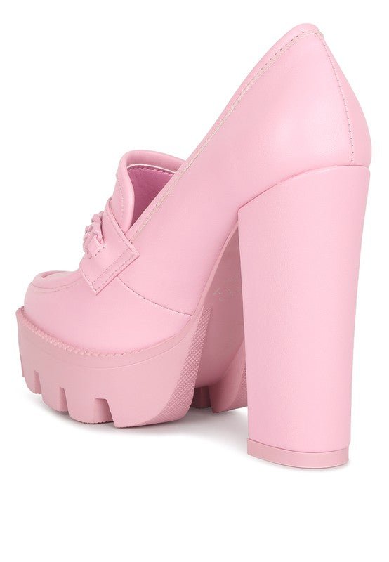 Corinne Chain Embellished Chunky Loafers - Loving It Shop