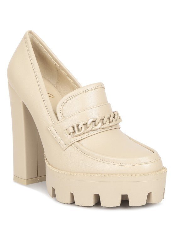 Corinne Chain Embellished Chunky Loafers - Loving It Shop