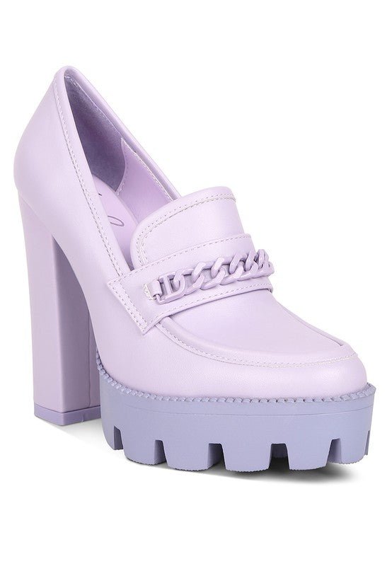 Corinne Chain Embellished Chunky Loafers - Loving It Shop