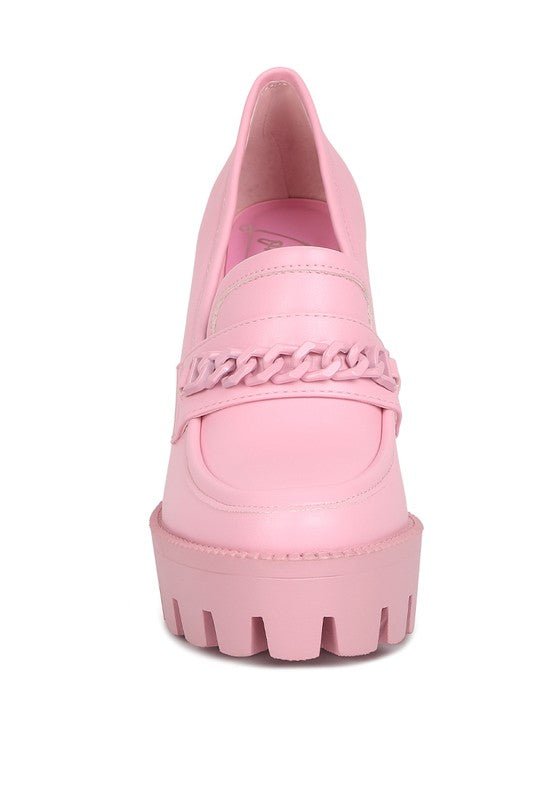 Corinne Chain Embellished Chunky Loafers - Loving It Shop