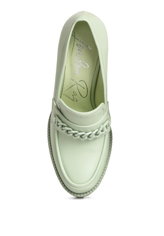 Corinne Chain Embellished Chunky Loafers - Loving It Shop