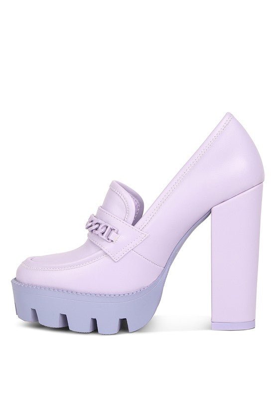 Corinne Chain Embellished Chunky Loafers - Loving It Shop