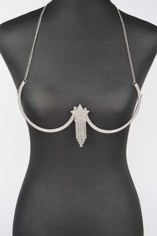 Rhinestone Star Fringe Drop Bra Chain - Loving It Shop