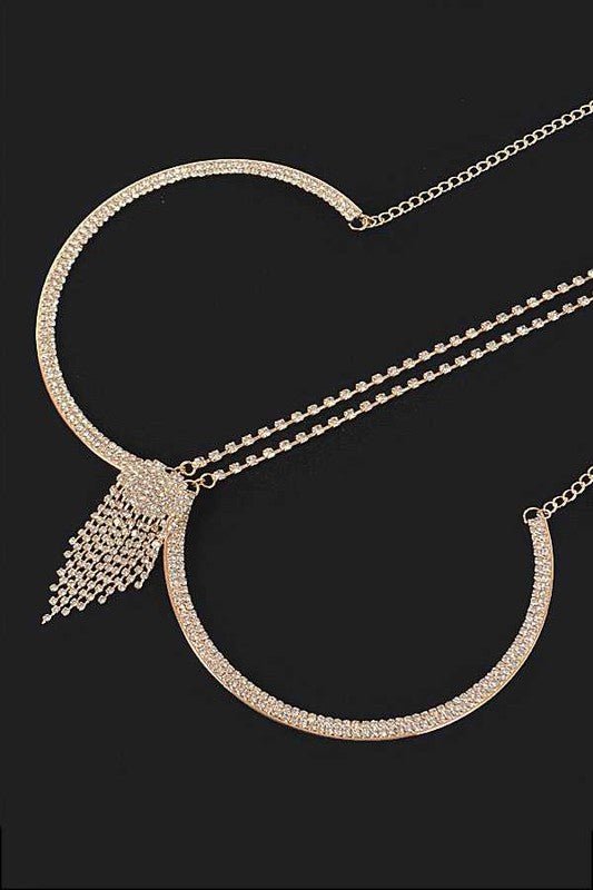 Rhinestone Fringe Detail Iconic Bra Chain - Loving It Shop