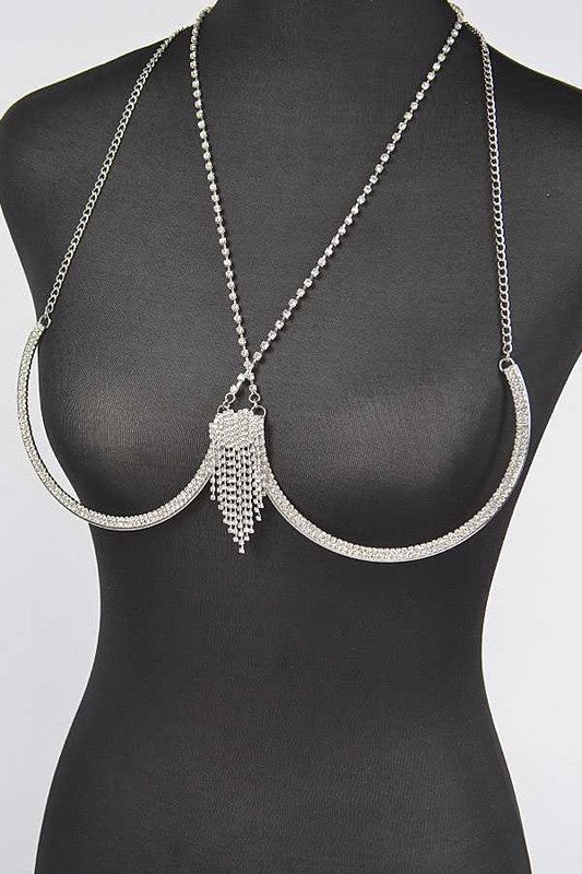 Rhinestone Fringe Detail Iconic Bra Chain - Loving It Shop