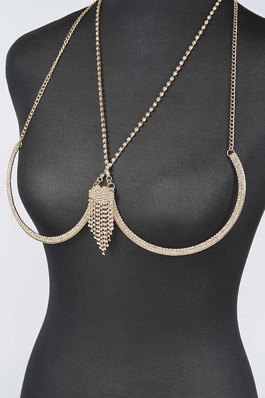 Rhinestone Fringe Detail Iconic Bra Chain - Loving It Shop
