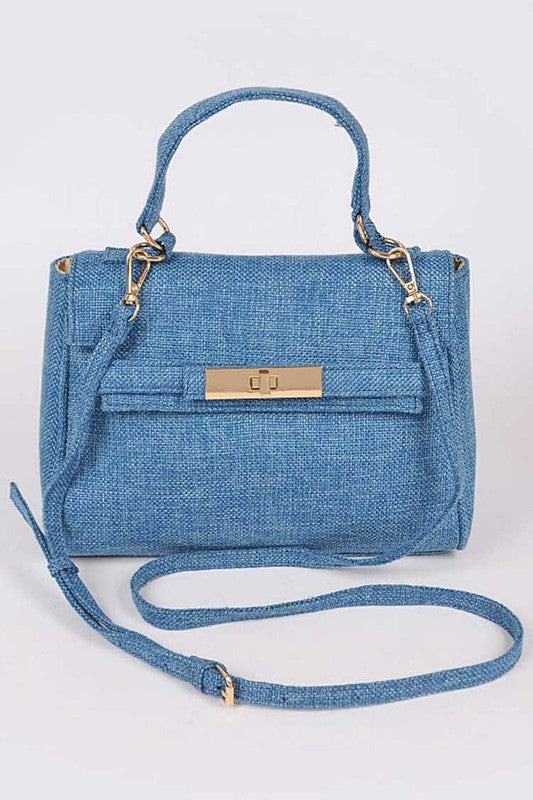 Top Handle Linen Bag Colorful Stylish Fashion Handbag