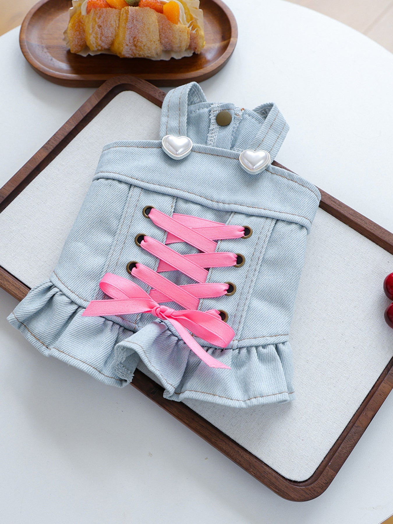 Denim Lace - Up Ruffle Pet Dress - Loving It Shop