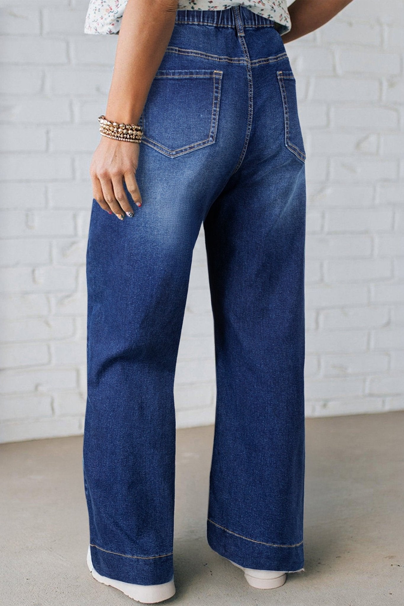 Blue Acid Wash Contrast Lace - up Plus Size Jeans - Loving It Shop