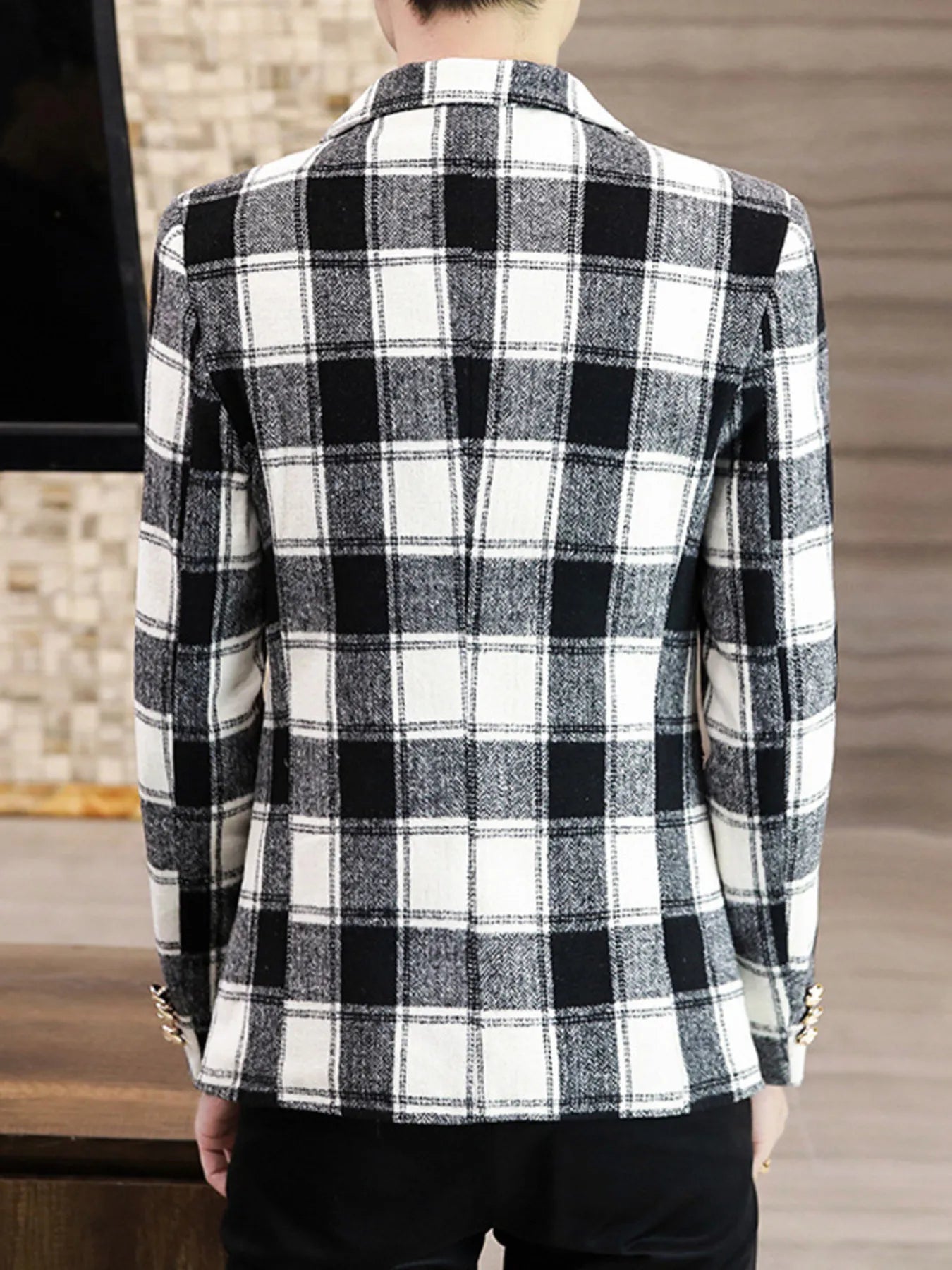 Men's Plus Size Plaid Slim Fit Blazer - Loving It Shop