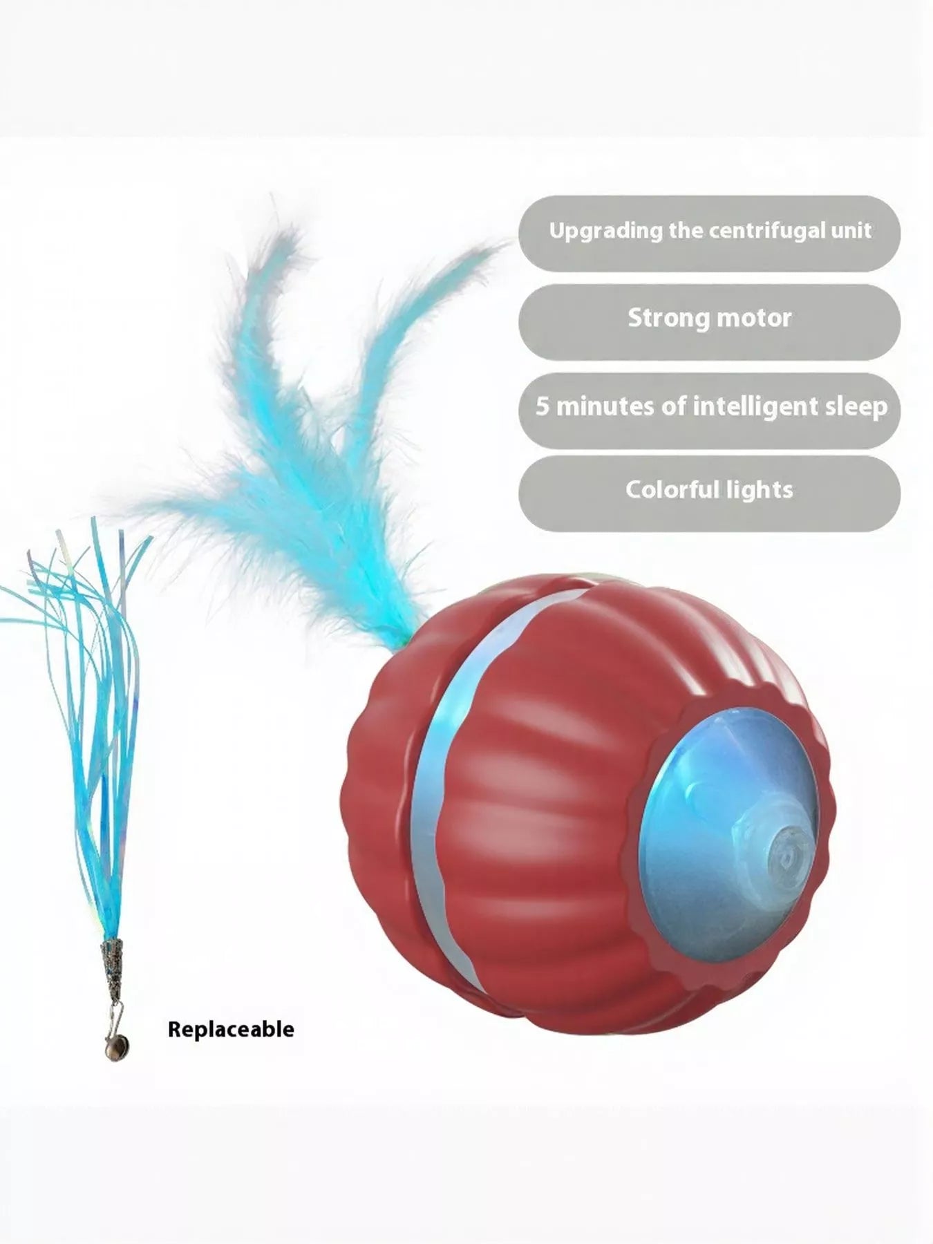 Interactive LED Sound Ball with Feather Teaser - Loving It Shop