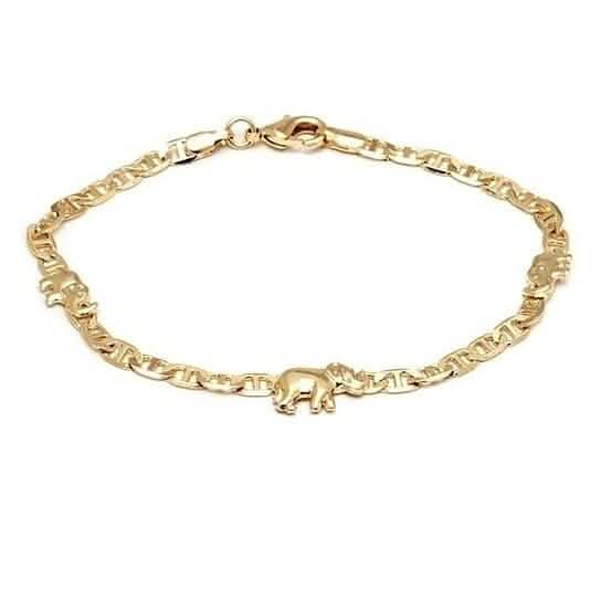 18k Gold Filled Mariner Link Elephant Bracelet 8&