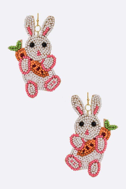 Beaded Bunny Rabbit Iconic Earrings - Loving It Shop