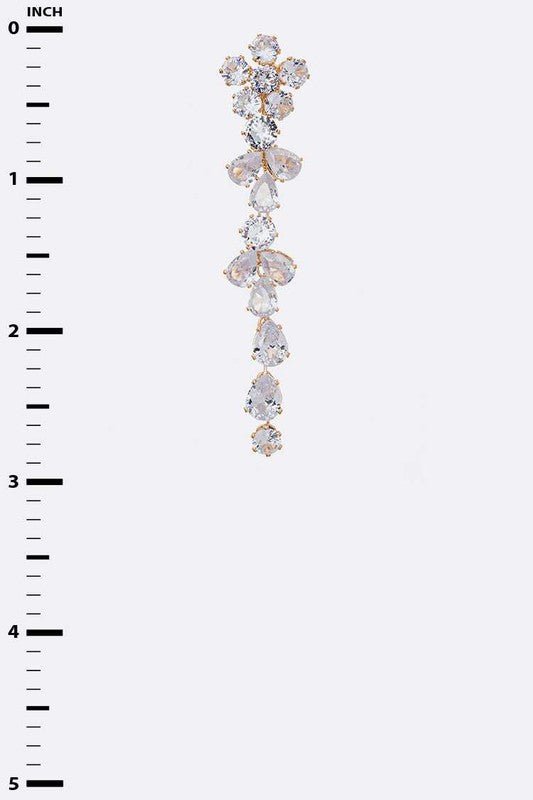 CZ Flower Long Chandelier Earrings - Loving It Shop