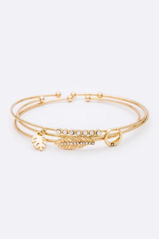 Leaf Horn Triple Wired Convertible Bangle Set - Loving It Shop