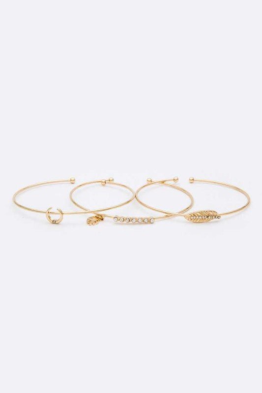 Leaf Horn Triple Wired Convertible Bangle Set - Loving It Shop
