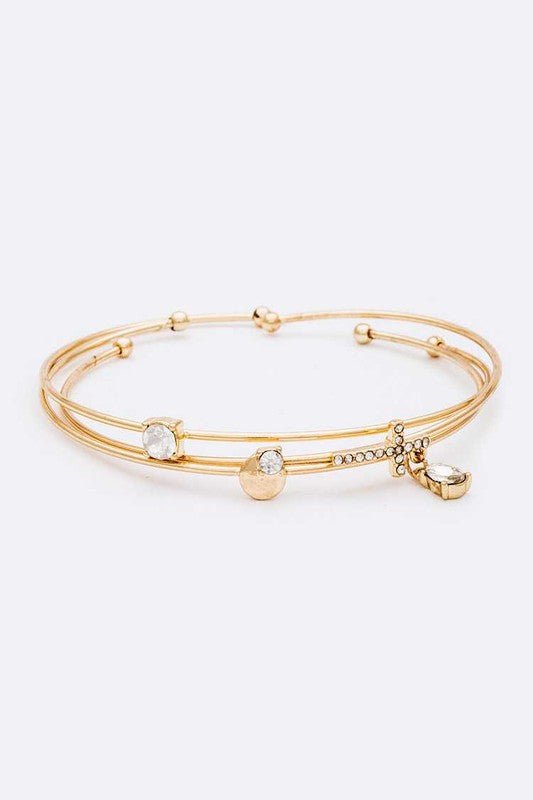 Mix Charms Triple Wired Convertible Bangle Set - Loving It Shop