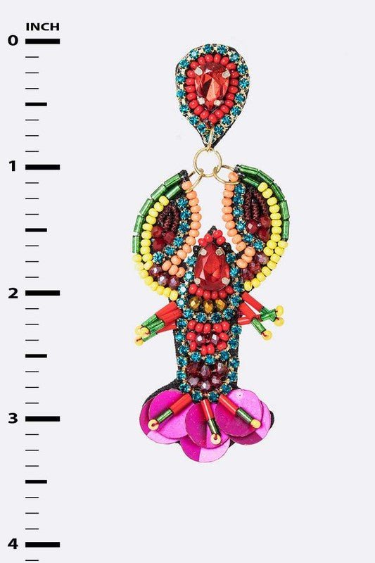 Crystal Beading Crawfish Iconic Earrings - Loving It Shop