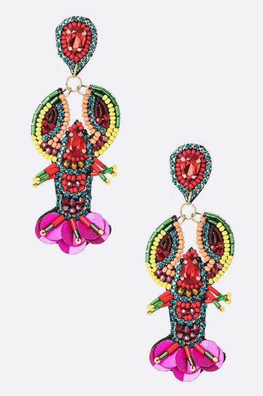 Crystal Beading Crawfish Iconic Earrings - Loving It Shop