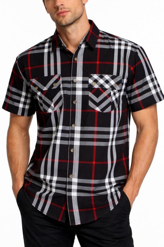 Weiv Men's Casual Short Sleeve Checker Shirts - Loving It Shop
