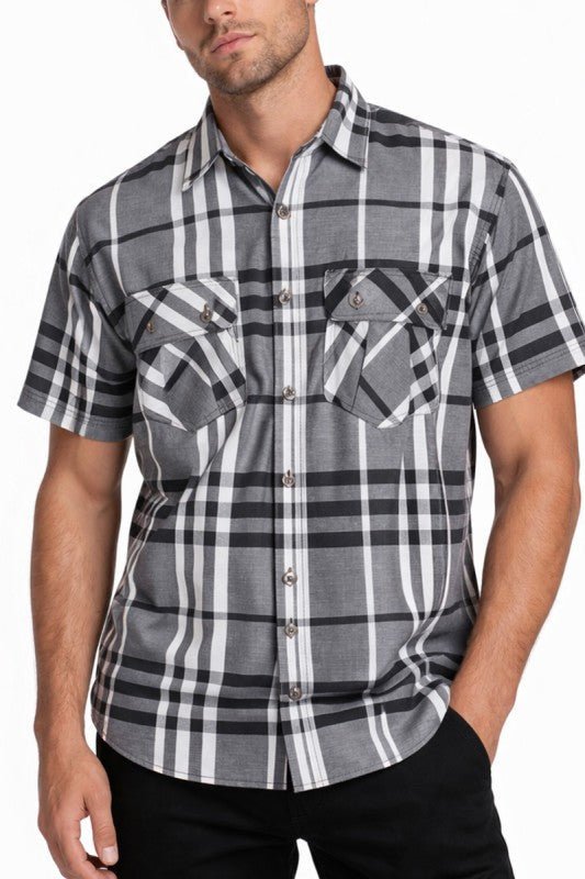 Weiv Men's Casual Short Sleeve Checker Shirts - Loving It Shop