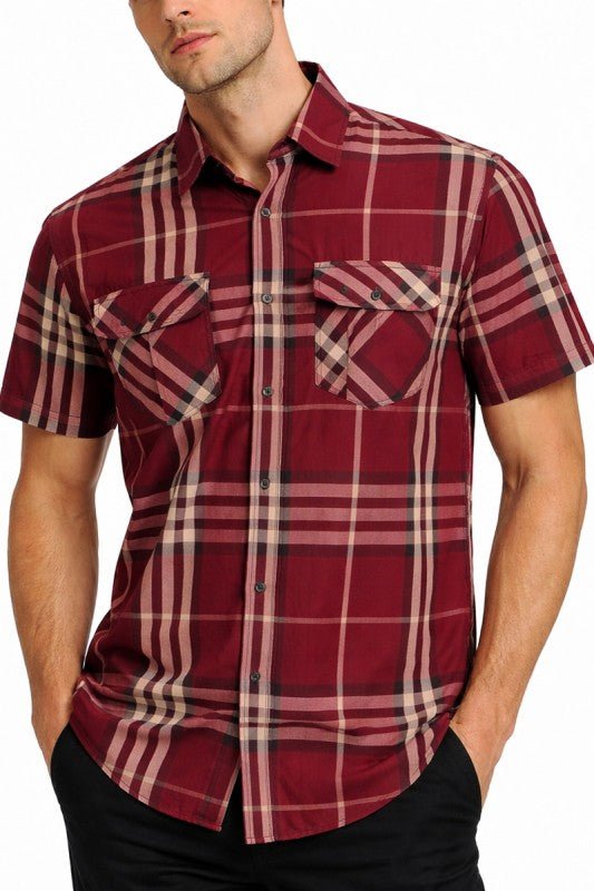 Weiv Men's Casual Short Sleeve Checker Shirts - Loving It Shop