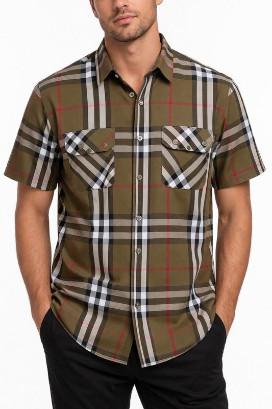 Weiv Men's Casual Short Sleeve Checker Shirts - Loving It Shop