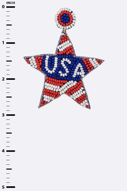 USA Flag Star Iconic Beaded Earrings - Loving It Shop